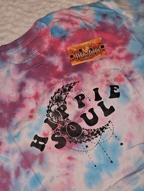 Tie-Dye "Hippie Soul" Short Sleeve Tee - Pink & Blue